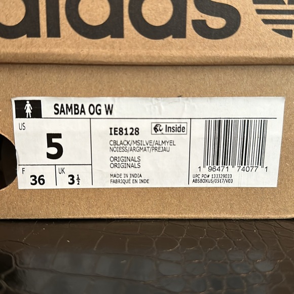 NIB Adidas Samba OG BLACK WITH SILVER Sz. 5.5 US 3.5 UK - Picture 7 of 7